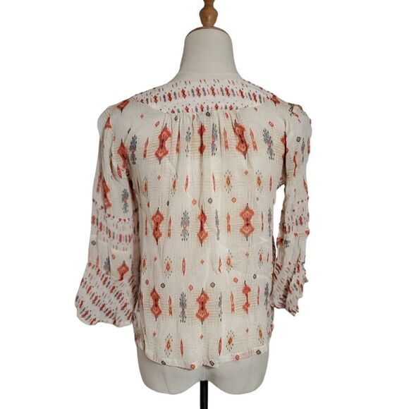 Lucky Brand Cream Sheer Printed Top - Picture 3 of 5